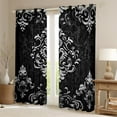 thumbnail image 2 of Manfei Victorian Damask Curtains and Drapes (52x63), Vintage Baroque Floral Blackout Curtains for Bedroom, Black Gray Window Drapes, Stylish Bedroom Decor, 2 of 6