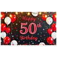 thumbnail image 7 of Happy 50th Birthday Backdrop Banner with Balloons Star Decors Party Supplies Birthday Decoration Photography Props Birthday Party Background, 7 of 7