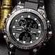 thumbnail image 4 of Reloj deportivo electrónico LED resistente al agua, ligero, con pantalla Dual, reloj inteligente luminoso para niños, anillo plateado de concha negra, 4 of 5