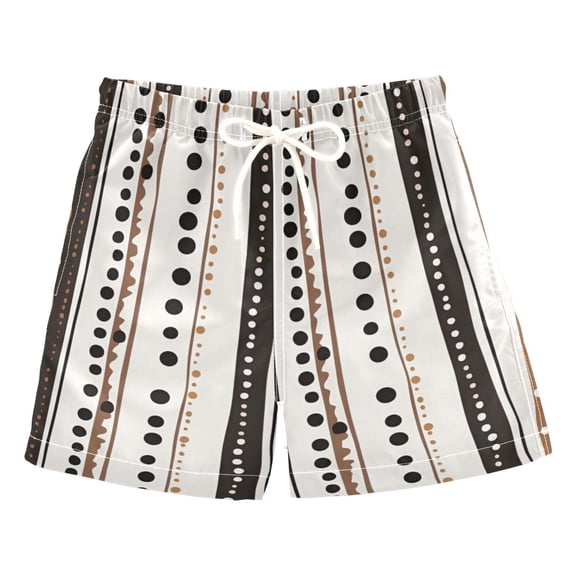 FORMRS Boys Swim Trunks Quick Dry Mesh Liner Boardshorts Sizes XS-XL, Brown Abstract Stripes