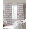 thumbnail image 2 of Pink Flamingo Blackout Curtains for Bedroom, Thermal Insulated Window Treatment, Summer Tropical Animals Grey Plaid Grommet Top Blackout Draperies and Drapes for Basement 27.5"x39" 2 Panels, 2 of 8