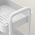 thumbnail image 6 of 2-Tier Rolling Utility Cart with Handles and Locking Swivel Casters, Plastic Storage Organizer Trolley for Kitchen Office Bedroom White, 6 of 7