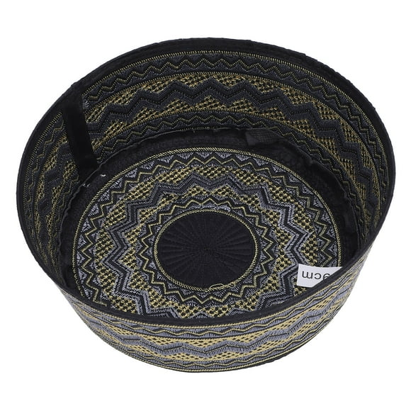 Men Muslim Prayer Kufi Hat, Embroidered Rounded Prayer Hat Islam Skull Embroidery Cap Beanie Hat Prayer Headwear Ramadan Eid