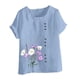 thumbnail image 4 of Vestidos Casuales Para Mujer, Blusas De Mujer De Moda Blusa informal de lino con cuello redondo, manga corta y botones para mujer, 4 of 4