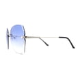 thumbnail image 3 of Womens Rimless Rhinestone Bevel Angular Lens Butterfly Sunglasses Silver Blue, 3 of 5