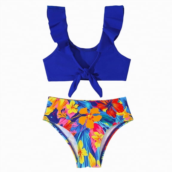 Gibobby Girls One Piece Swimsuits Summer UPF 50 Quick Dry 2T 3T 4T 5T 6T Beach Bathing Suit Cross Shoulder Strap Swimwear(4-5 Years,Blue)