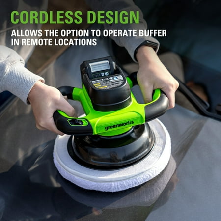 Greenworks - 24 Volt Buffer (Battery & Charger Not Included) - Green