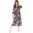 thumbnail image 2 of Ekouaer Women Zipper Robe 3/4 Sleeves Loungewear Dress Full Length Sleepwear Pockets Housecoat Nightgown Long Bathrobe, 2 of 6