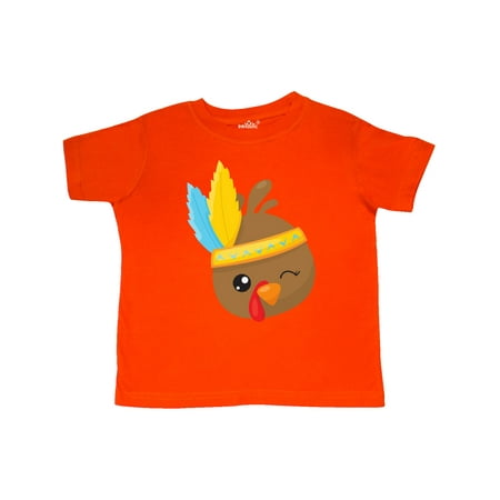 

Inktastic Thanksgiving Turkey Turkey With Head Feathers Gift Toddler Boy or Toddler Girl T-Shirt