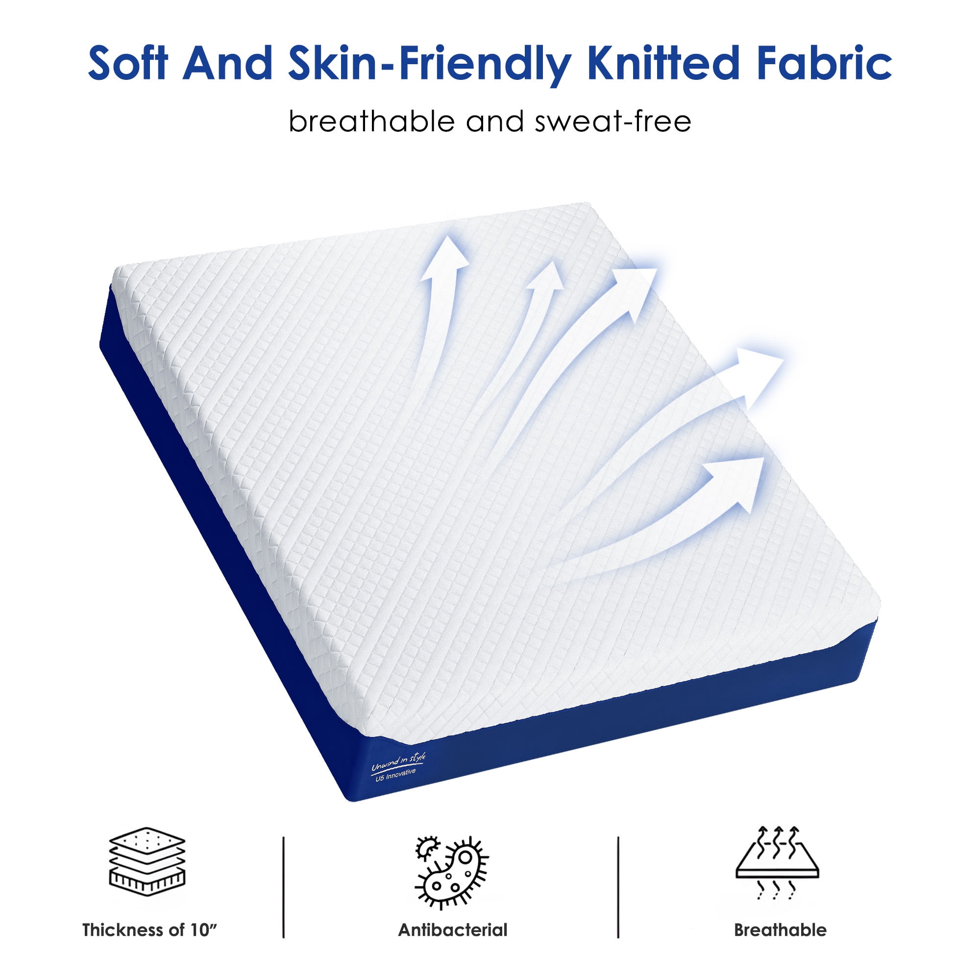 SogesPower 12 inches Full Size Hybrid Mattress Gel Memory Foam Mattress, Medium Firm Memory Foam Mattress with Washable Cover, Bed Mattress for Pressure Relief, CertiPUR-US Certified, Blue+White