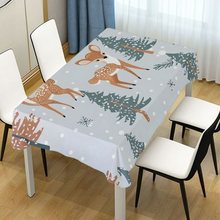 

ALAZA Christmas Deers Snowflakes Tree Rectangle Tablecloth Tablecover Dinning Table Cloth 60 x60