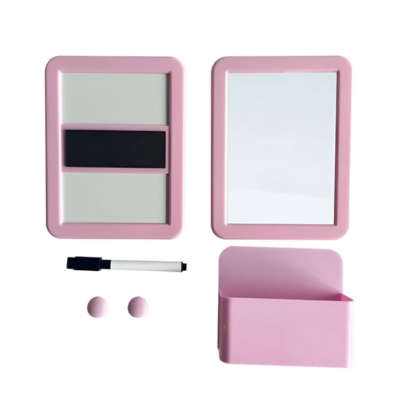 CCOCC Pink Magnetic Whiteboard Set with Pen Holder & Mirror, Dry Erase Locker Decor for Students, School Organization Accessories