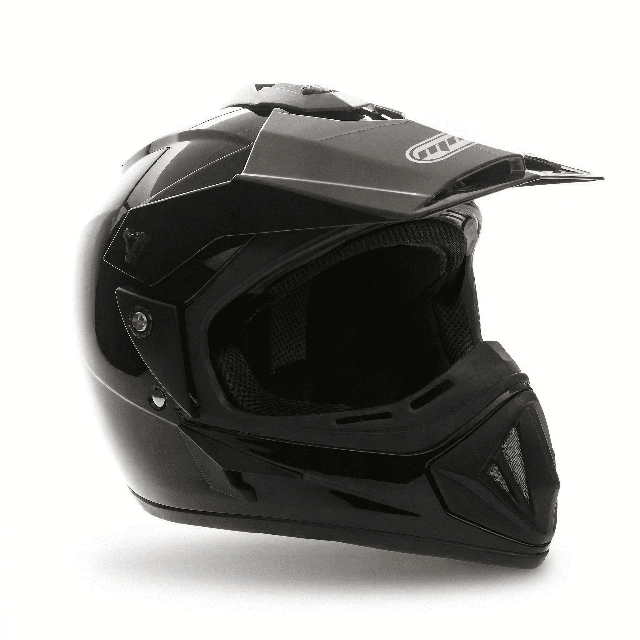 MMG Model 30 Gloss Black Lightweight Full-Face DOT Adult Motorcycle Helmet with Goggles