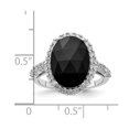 thumbnail image 2 of 17.3mm 925 Sterling Silver Rhodium Plated Checker-cut Black CZ and Brilliant-cut White Cz Oval Halo Ring Size 9 Ring for, 2 of 2