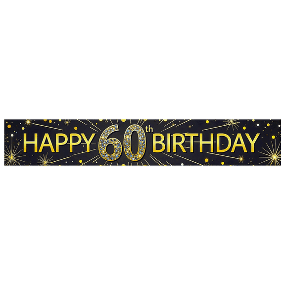 Glamorous Glittery Happy 60th Birthday Banner Background Backdrop Decors for Birthday Party Photography Props Celebration Decorations Event Supplies