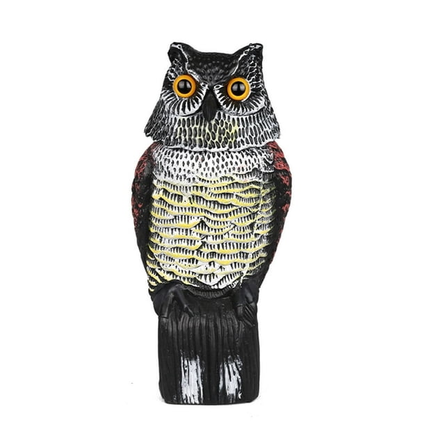 CUITING Leurres Hibou pour Effrayer les Oiseaux Tête Rotative Réaliste Hibou pour Protection de Jardin et Verger