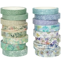 YUBX Skinny Flowers Washi Tape Set 16 Rolls Spring Floral Decorative Tapes