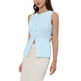 thumbnail image 4 of Button Down Vest Tops Summer Business Casual Sleeveless V Neck Suit Vests Waistcoat XS Light Blue, 4 of 6