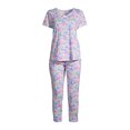 thumbnail image 4 of Secret Treasures Women's Hearts Short Sleeve Tee and Capri Sleep Set, 2 Piece, 4 of 7