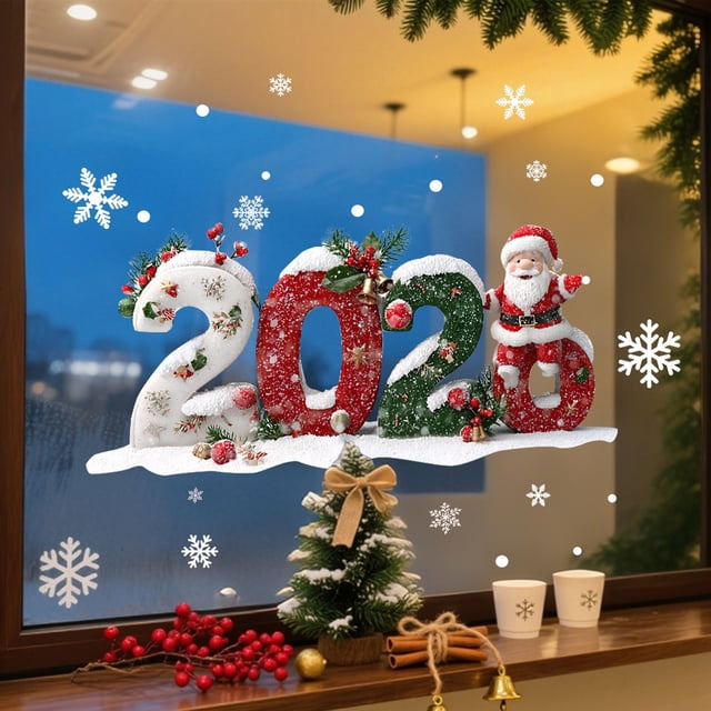 Adhesivos Navideños de Copos de Nieve para Ventanas 2026 | Película Transparente Removible de Pvc para Decoración Festiva | Decoración Navideña para El Hogar, La Escuela y La Oficina | Juego de 2 Adh