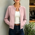 thumbnail image 4 of Zpanxa Fleece Jacket Women Zip Up Crew Neck Jacket Ribbed Raglan Long Sleeve Solid Color Lightweight Casual Comfortable Everyday Outerwear, 4 of 8