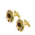 thumbnail image 2 of PhooArto Men's Classic Stainless Steel, Sunflower Floral Bee on Rustic Wooden Cufflinks Business Wedding Shirts, Golden, 2 of 7