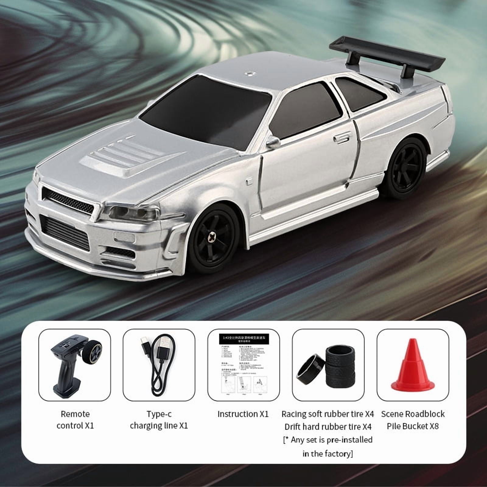 1:43 Scale Mini 4WD Drift RC Car High Speed Professional Racing Vehicle,Wireless Remote Control Toy for Boys, Kids Gift Race Car
