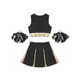 thumbnail image 4 of iiniim Girls Cheer Leader Uniform High School Crop Top with Pleated Skirt Carnival Party Dancewear Black 10, 4 of 7