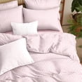 thumbnail image 3 of Pink Striped Duvet Cover Full Size White Stripe Duvet Cover Dorm Bedding Set 3 Pieces Soft Lightweight Washed Microfiber Farmhouse Bedding Set Gifts for Women Men, 3 of 15