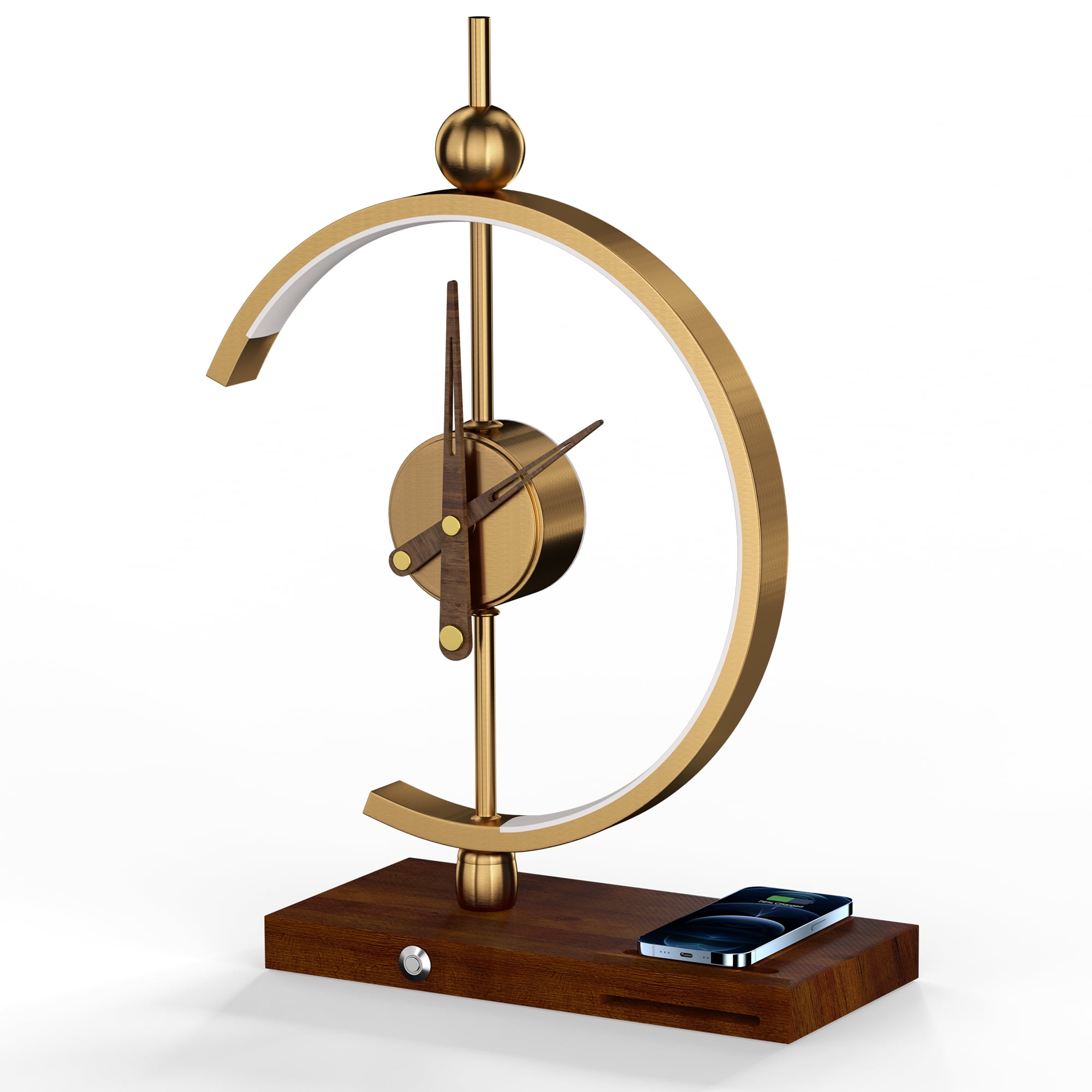 EP Light Dimmable LED Clock Table Lamp with Phone Wireless Charger for ...