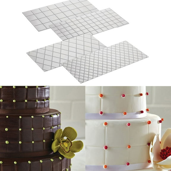 Mobestech 8pcs Cake Fondant Texture Molds, Quilted Design Embossing Mat for Cake Decorating and Baking Tools