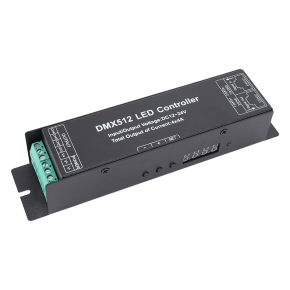 Decodificador DMX512, Controlador LED DMX512 Preciso DC 12V-24V Interfaz Fácil De Usar Pantalla Digital Acero Inoxidable Para Tira De Luz LED