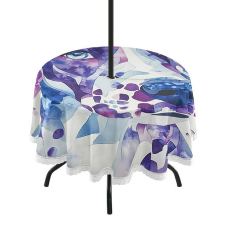 

Round Tablecloth 60*60 Inches Round Tablecloth Outdoor Style Tablecloth With Umbrella Holes Tablecloth Outdoor Suitable For Kitchens and Dining Rooms Pretty Blue Cool Dog