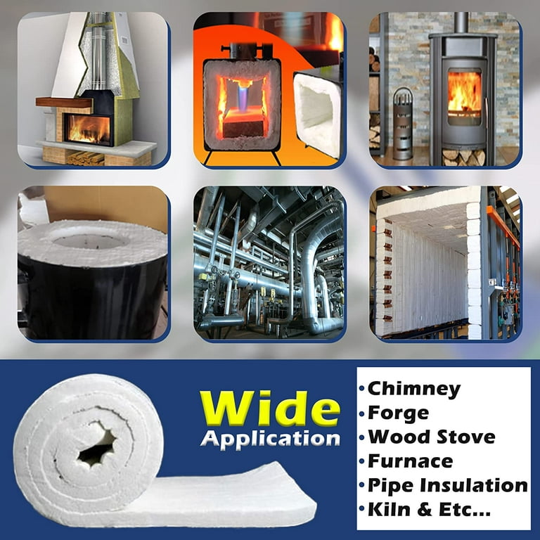 Ceramic Fiber Insulation Blanket,1/2 24 x 24, 2600F #8,Fireproof  Insulation