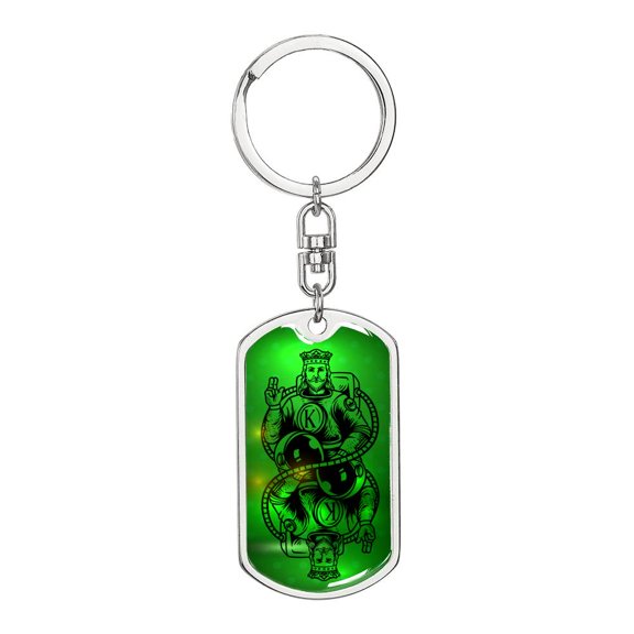 King Forever Keychain Dog Tag Stainless Steel or 18k Gold