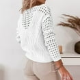 thumbnail image 6 of SGMVNU Womens Sweaters Fashion Casual Long Sleeve Knit Sweater Lightweight Color Block Pullover Sweater Top Comfy Soft Knit Pullovers White M, 6 of 9