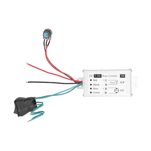 DC 12V-60V Motor Speed Controller – Forward/Reverse With 20A Output, For DC Brush Motors – Compact With Knob Control