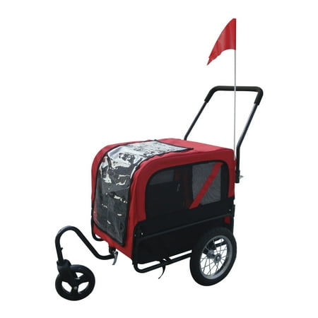 Aosom Elite-Jr 2-In-1 Dog Pet Bicycle Trailer / Stroller With Swivel Wheel - Red /