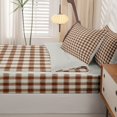 thumbnail image 5 of Manfei Minimalism Checkered Zipper Twin Comforter Sets with Fitted Sheet and 2 Pillowcases,Geometric Check Zipper Bedding Set,Brown White,Light Gray Reversible,4pcs, 5 of 8