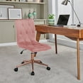 thumbnail image 3 of Duhome Office Desk Chair Velvet Tufted Computer Task Chair Rolling Chair Vanity Chair with Wheels for Bedroom Teen Girls, Pink and Gold, 3 of 7