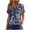 #0065-Navy, variant on Uootdi T Shirts for Women Short Sleeve Colorblock Crewneck Floral Print Button Decor Loose Fit Casual Daily Tops Gift