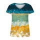 thumbnail image 4 of Blusa de camiseta con estampado de cuello en V de manga corta informal de verano a la moda para mujer Pompotops qwe24629, 4 of 5