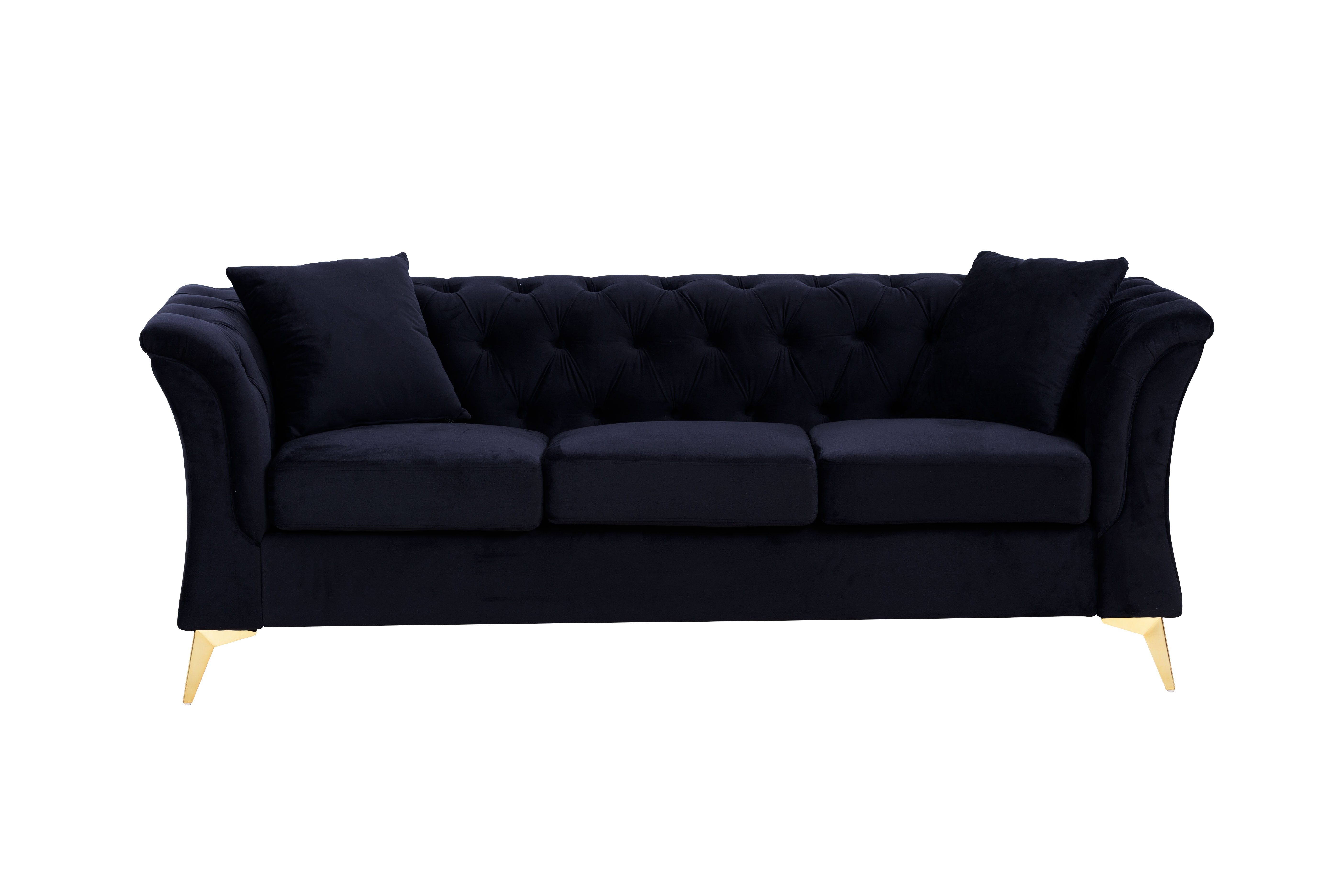 Modern Chesterfield Curved Sofa Tufted Velvet Couch 3 Seat Button Tufed ...
