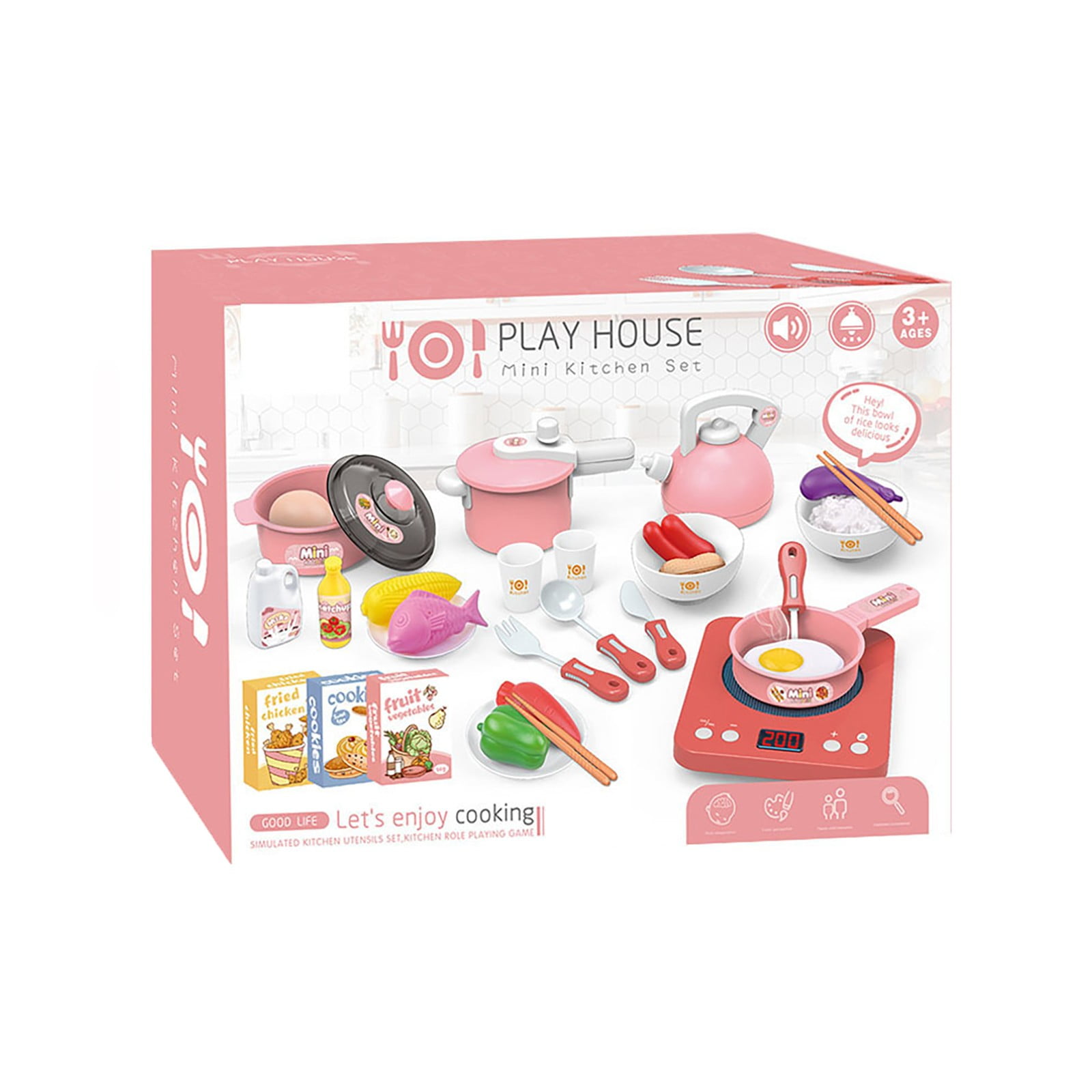 Kids Play House Toy Kitchen Utensils Tea Pots Cooking Cookware Educational Games 