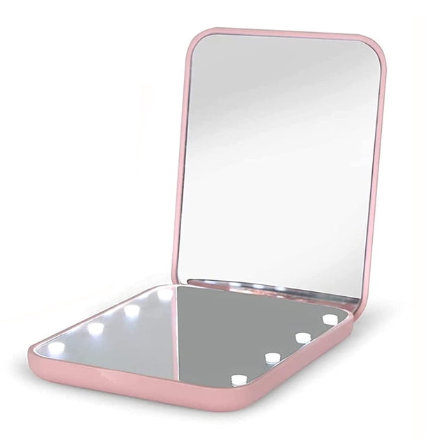 Pocket mirror, magnifying LED compact travel makeup mirror for purse, portable, folding, handheld