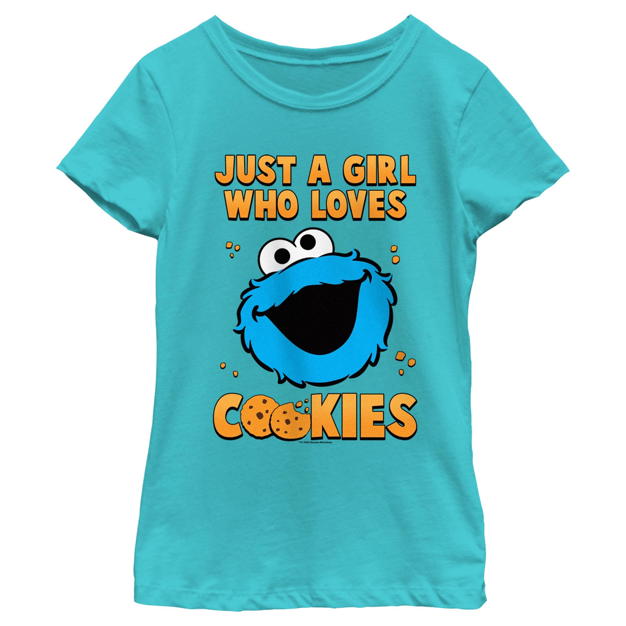 Girl's Sesame Street Just a Girl Who Loves Cookies Graphic T-Shirt