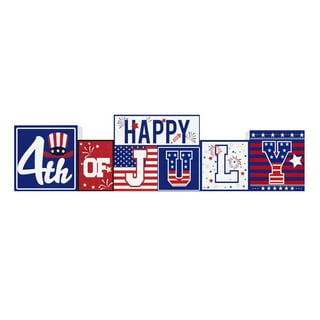  2 Pcs Mens Office Decor 4th of July Wooden American