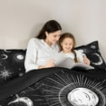 thumbnail image 4 of Feelyou Bohemian Moon Sun Bedding Comforter Set 7pcs for Kids, Black White Galaxy Sky Queen Bedding Sets, Dreamy Horoscope Reversible Queen Sheet Sets, Ultra Soft Bedroom Decor, 4 of 8