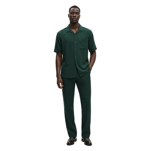 Men 2pc Walking Leisure Suit Short Sleeves By DREAMS 256-24 Hunter Green