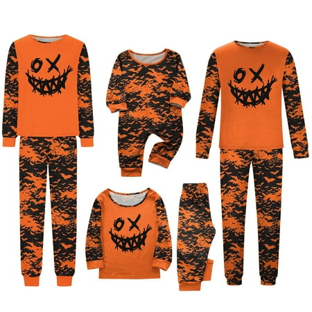 

Matching Family Pajamas Sets Halloween Pumpkin Bats Print Long Sleeve Tshirts and Plaid Pants Holiday Sleepwear Pjs Set for Baby Adults and Kids multicolored 18 Months